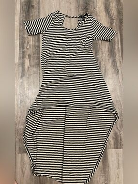 Forever 21 Black and White Striped High-Low Dress